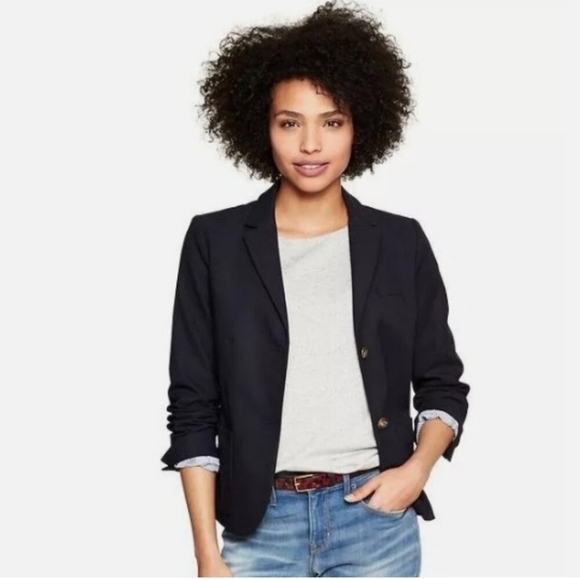 GAP THE ACADEMY BLAZER TWO BUTTON TRUE BLACK WOMEN SIZE 4 DARK ACADEMIA SCHOOL - Picture 1 of 14